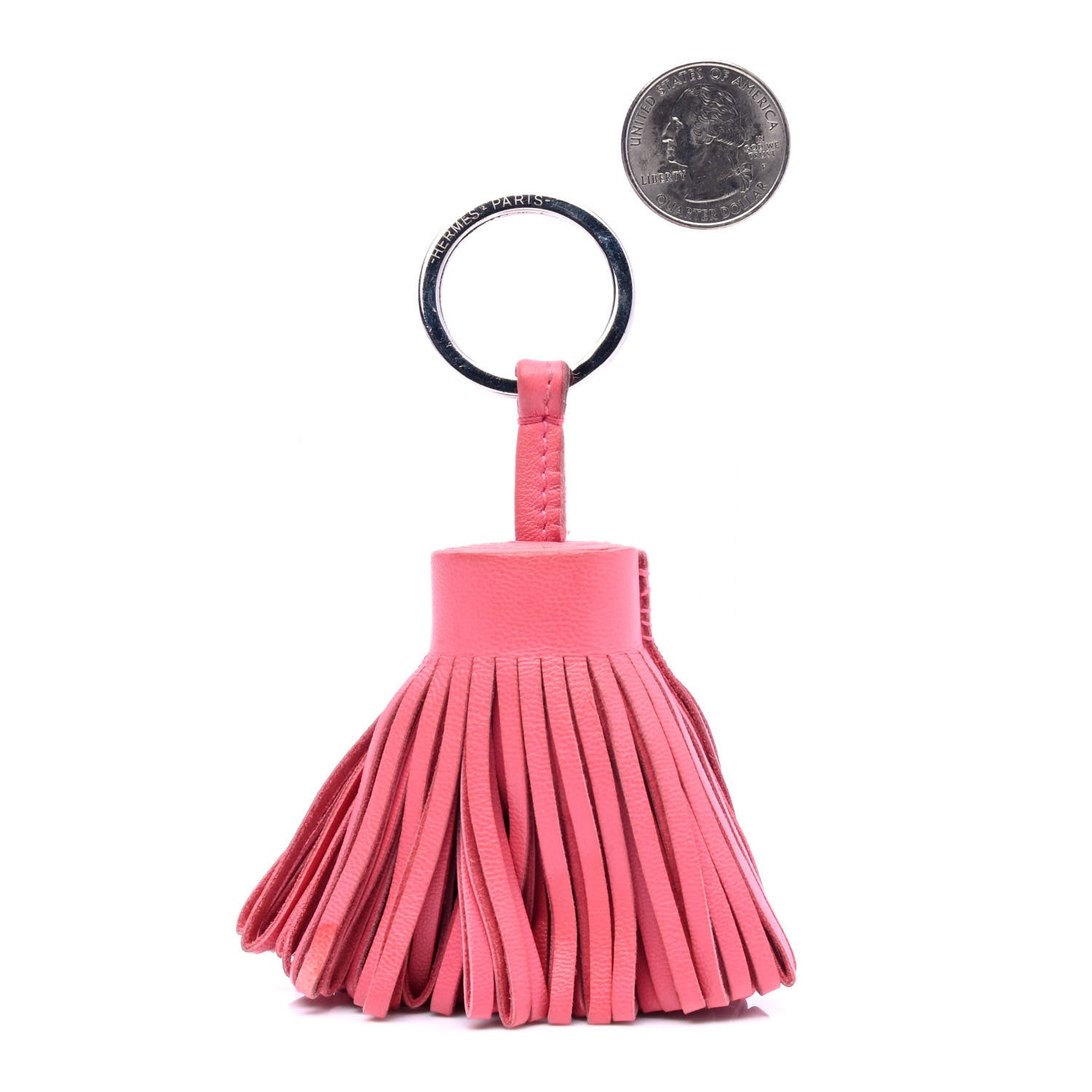 Hermes Lambskin Carmen Tassel Key Holder Rose Azalee 2 of 4