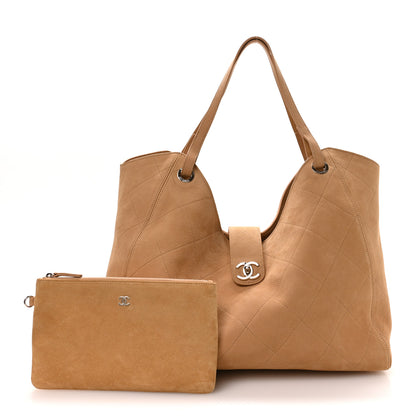 Chanel Grained Nubuck Calfskin Quilted Maxi Shopping Bag Beige 3 of 11