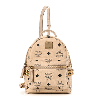 MCM Visetos Side Stud X-Mini Stark Bebe Boo Backpack Beige 1 of 10