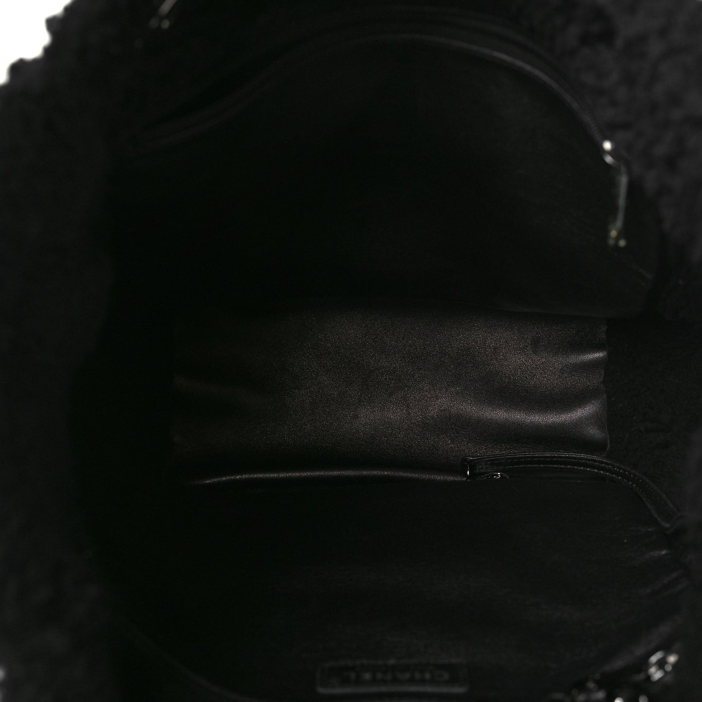 Lambskin Shearling Small Coco Neige Shopping Tote Black