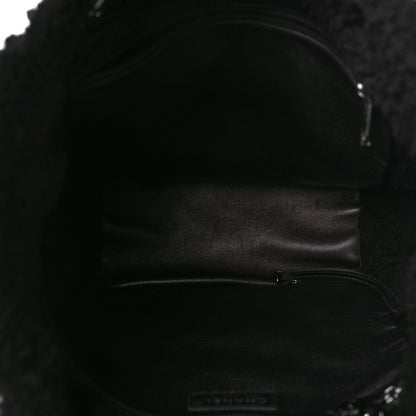 Chanel Lambskin Shearling Small Coco Neige Shopping Tote Black 5 of 8