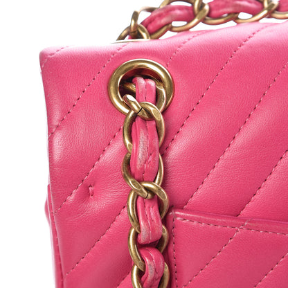 Chanel Lambskin Chevron Quilted Jumbo Double Flap Pink 17 of 17