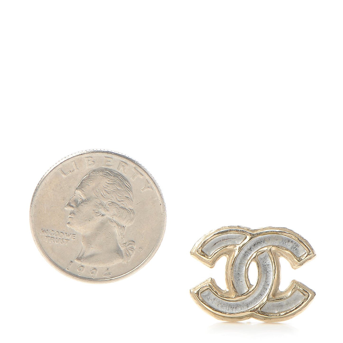 Enamel CC Earrings Grey Gold