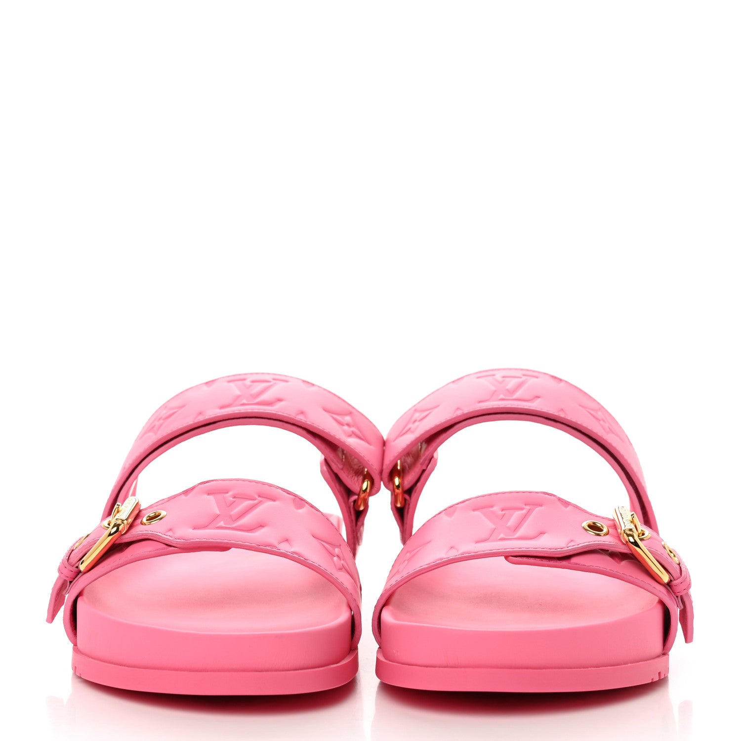 Louis Vuitton Calfskin Monogram Embossed Bom Dia Flat Mule Sandals 40 Pink 2 of 9