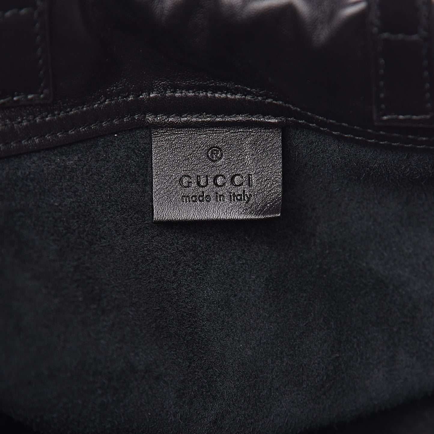 Calfskin Logo Drawstring Backpack Black