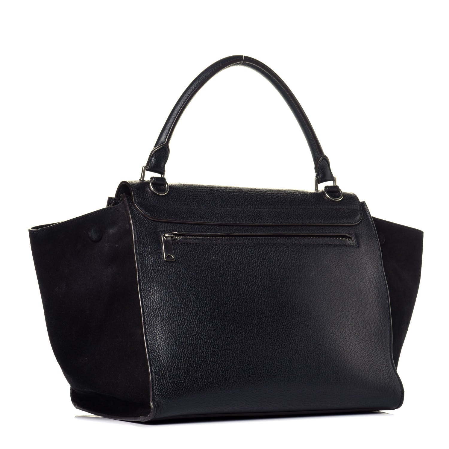 Celine Drummed Calfskin Suede Medium Trapeze Black 3 of 8