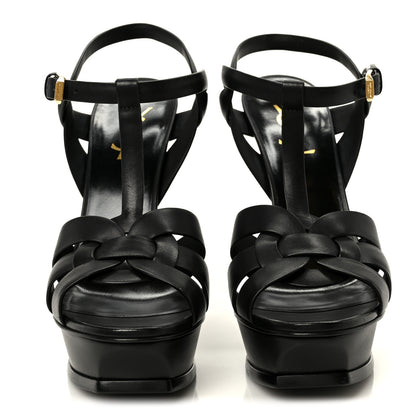 Saint Laurent Calfskin Tribute 105 Platform Sandals 39.5 Black 3 of 10