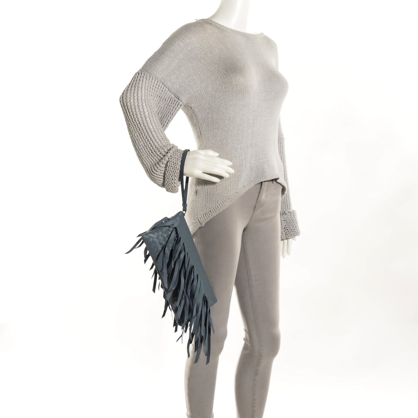 Nappa Intrecciato Fringe Pouch Krim