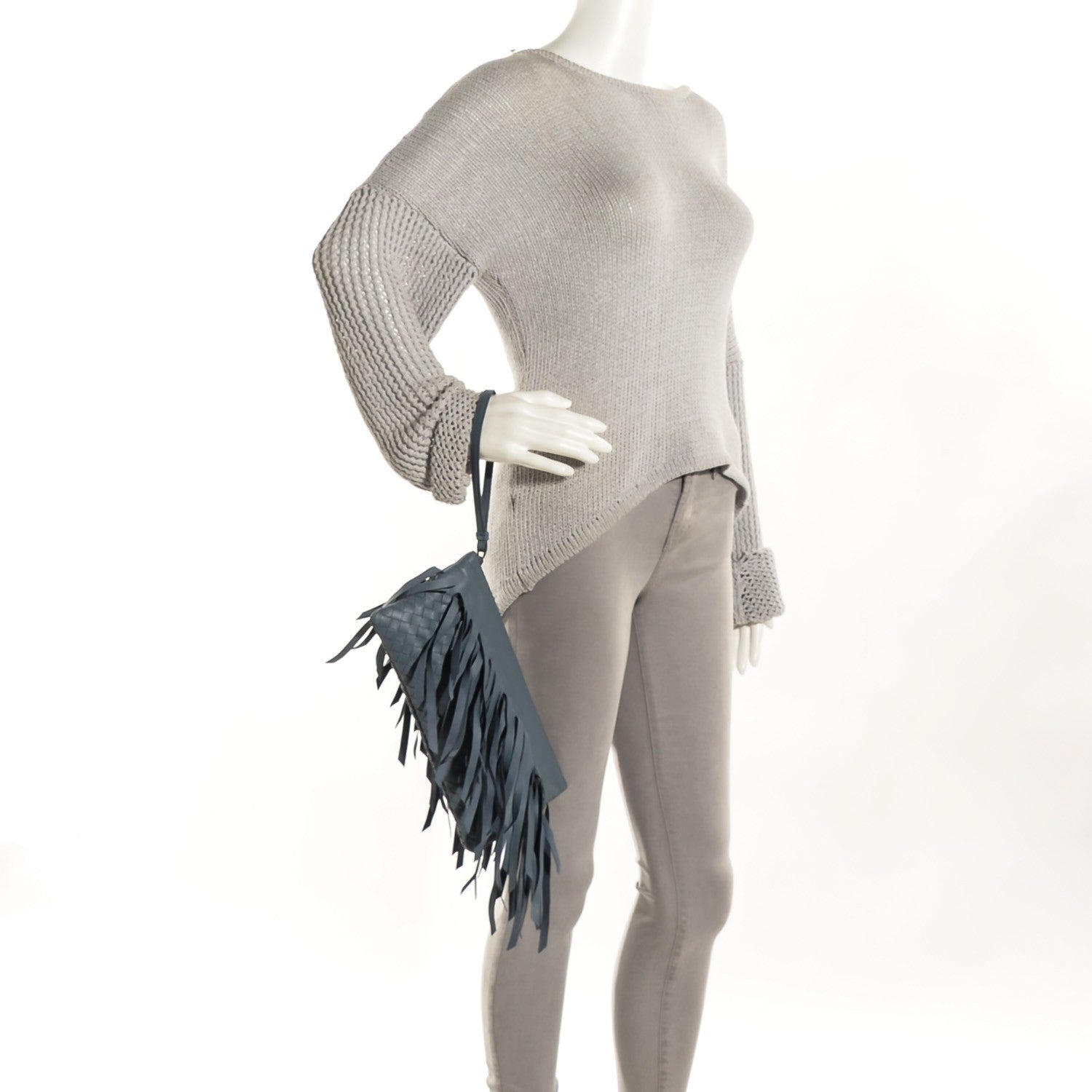 Bottega Veneta Nappa Intrecciato Fringe Pouch Krim 2 of 9