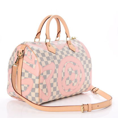 Louis Vuitton Damier Azur Tahitienne Speedy Bandouliere 30 Rose Ballerine 6 of 14