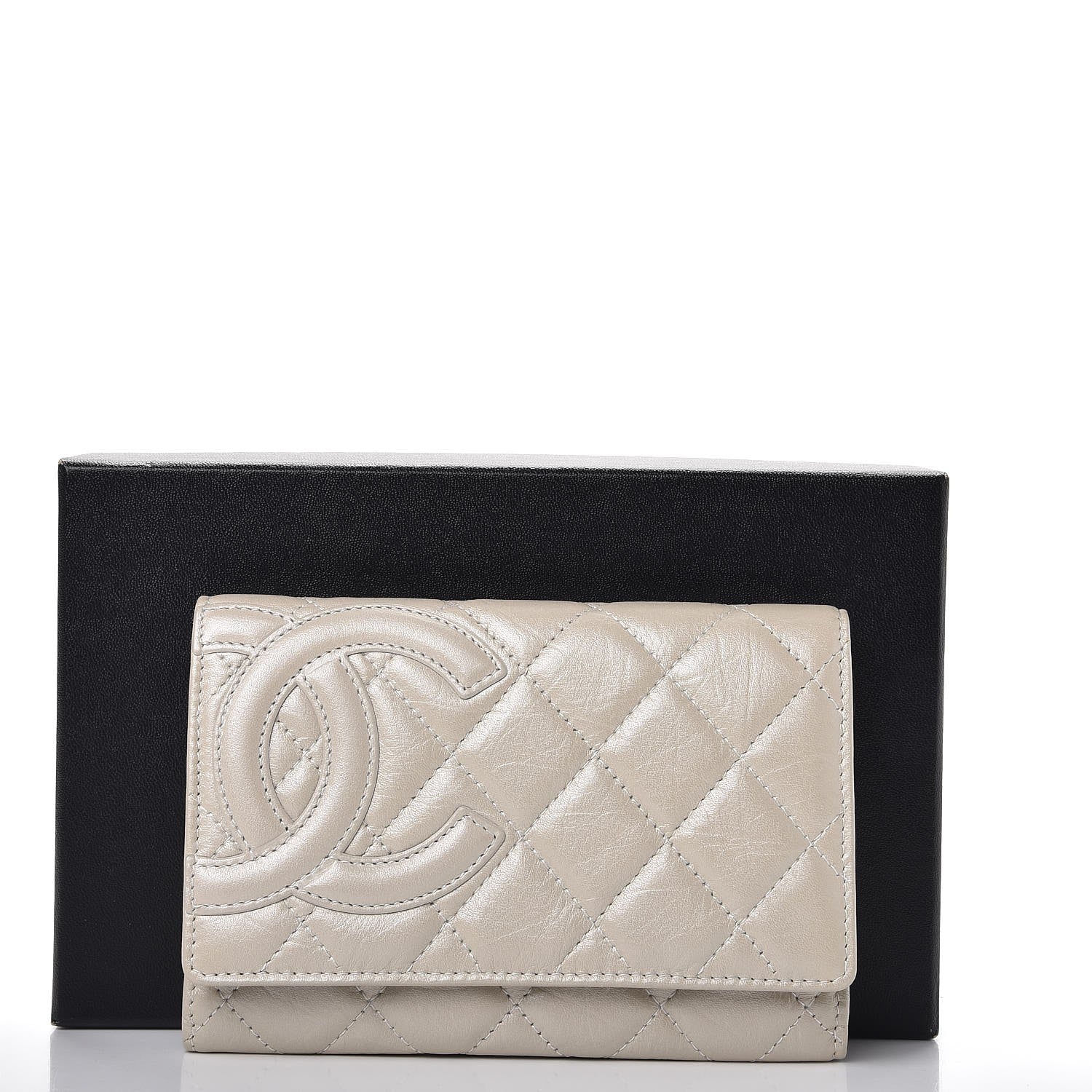 Chanel Calfskin Quilted Cambon Flap Wallet Light Silver 9 of 9