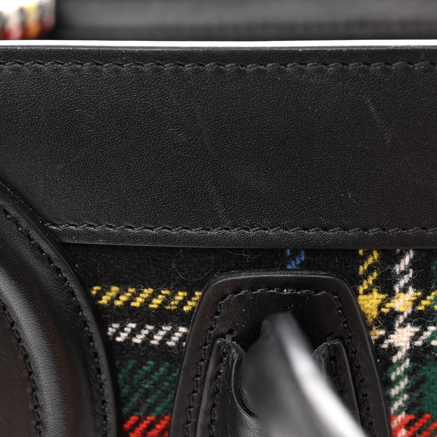 Tartan Calfskin Nano Luggage Red Black