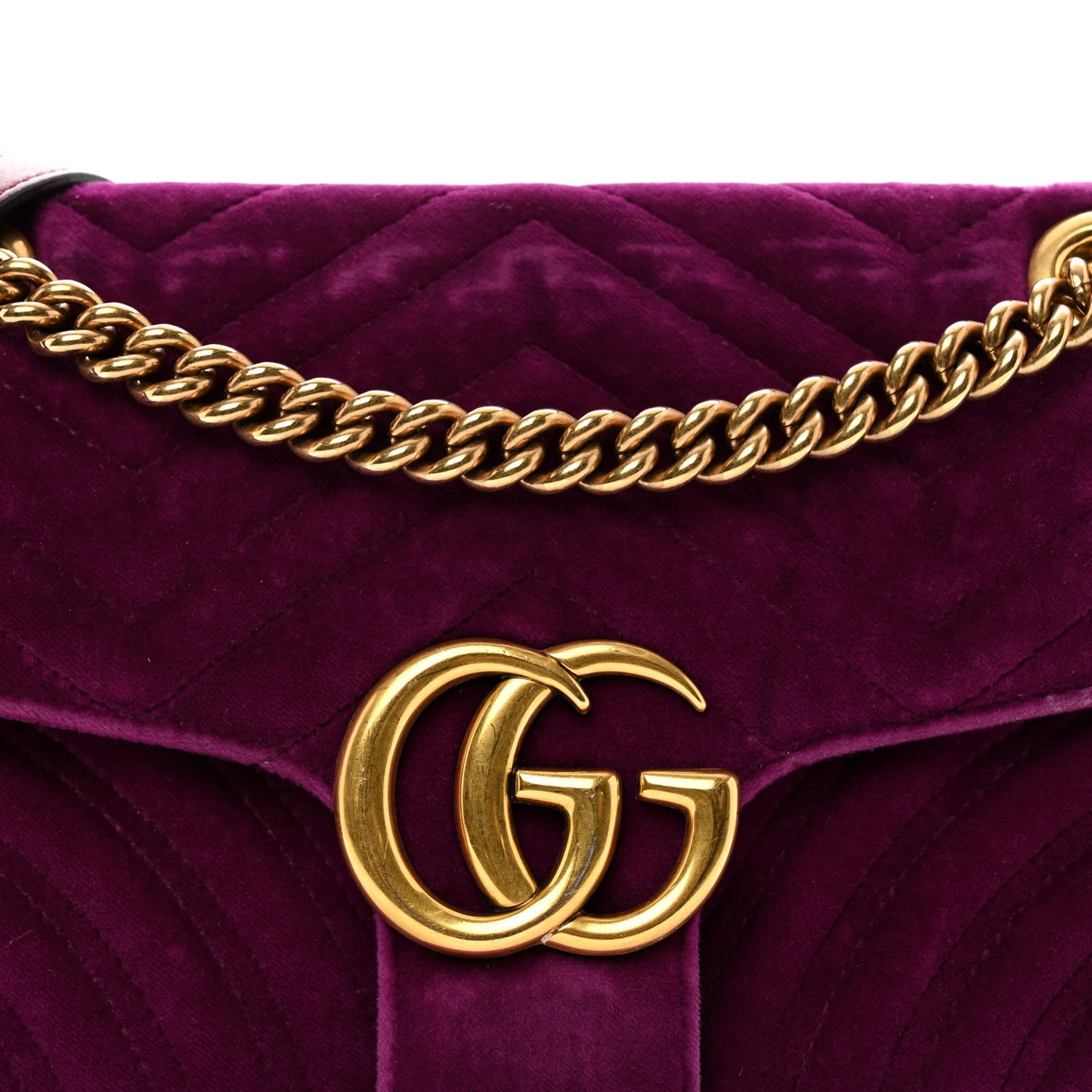 Velvet Matelasse Small GG Marmont Shoulder Bag Fuchsia Violet Cyclamen
