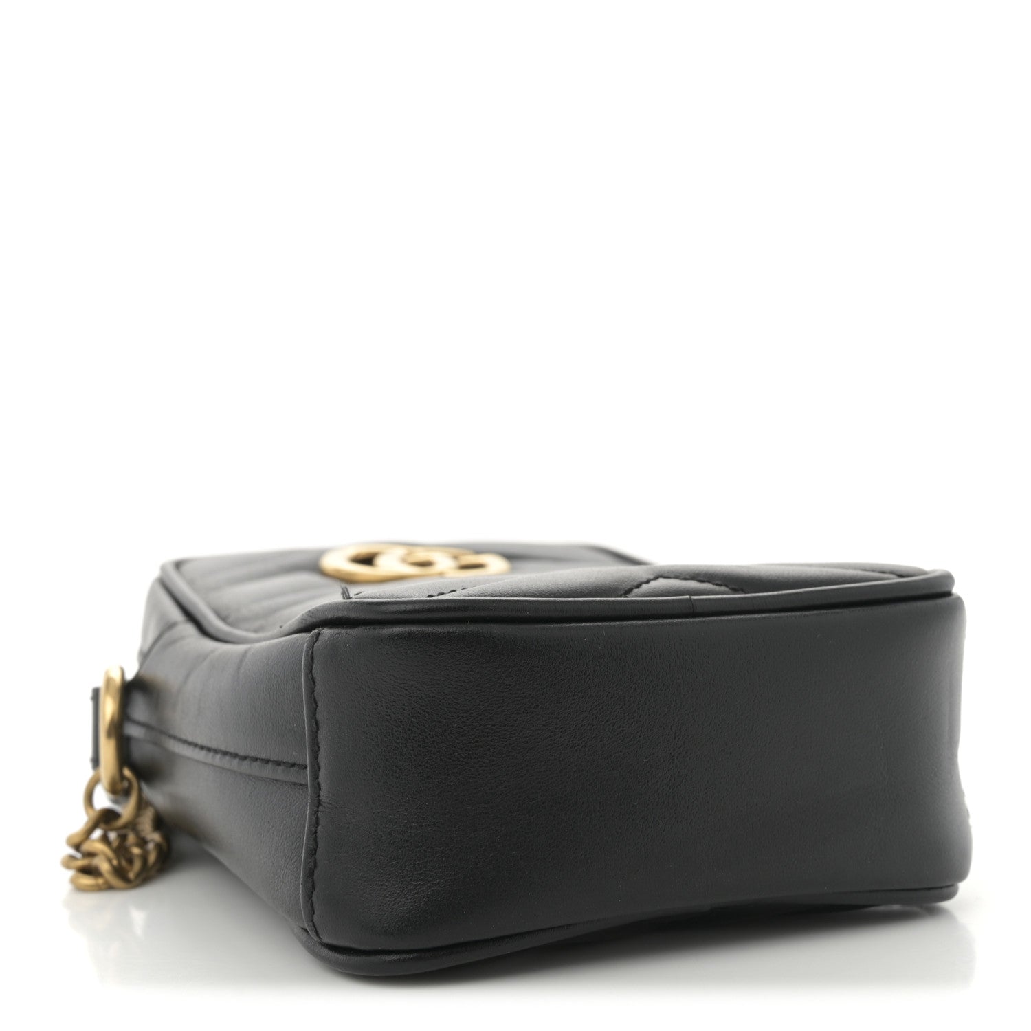Gucci Calfskin Matelasse Mini GG Marmont Crossbody Bag Black 4 of 10