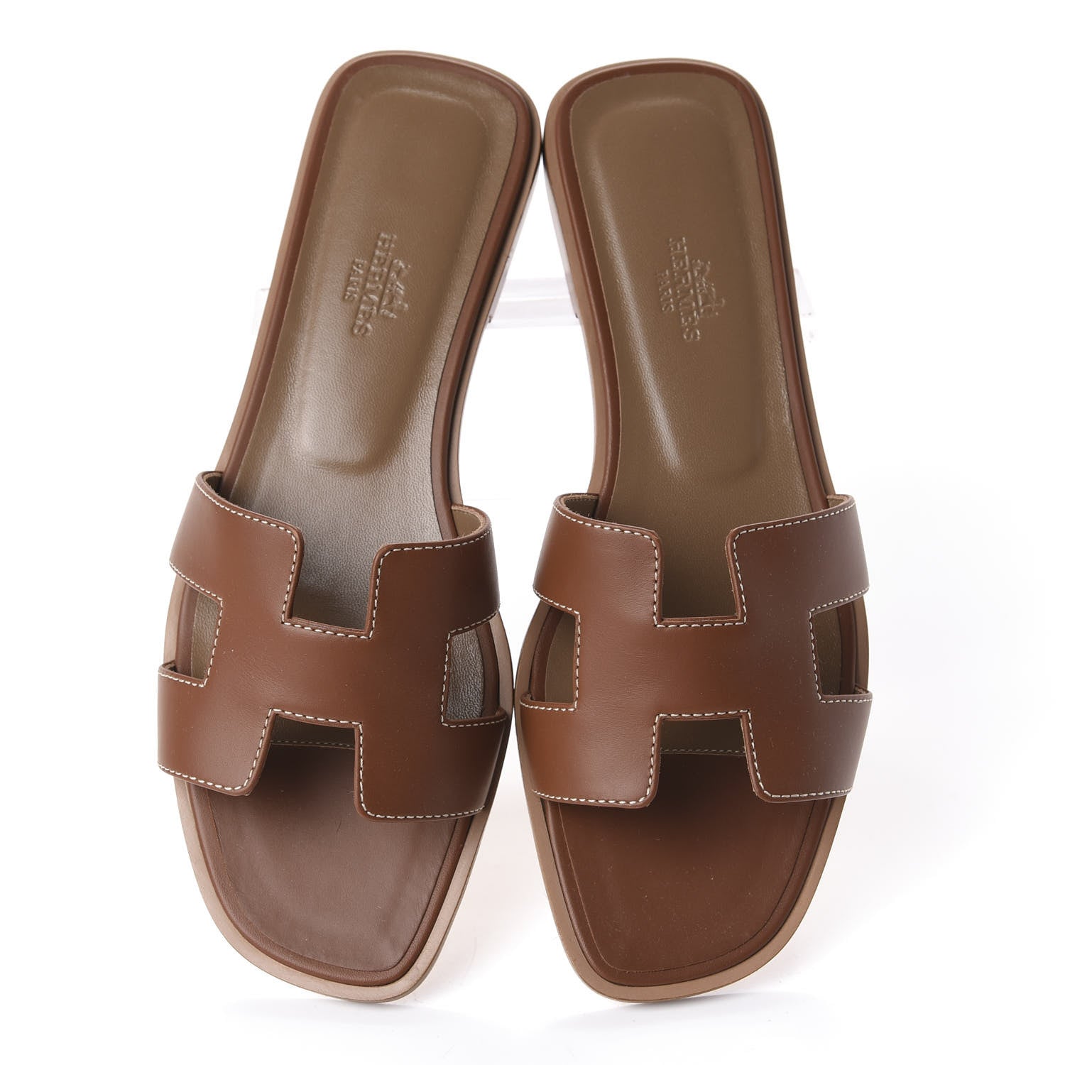 Hermes Box Calfskin Oran Sandals 39 Gold 5 of 10