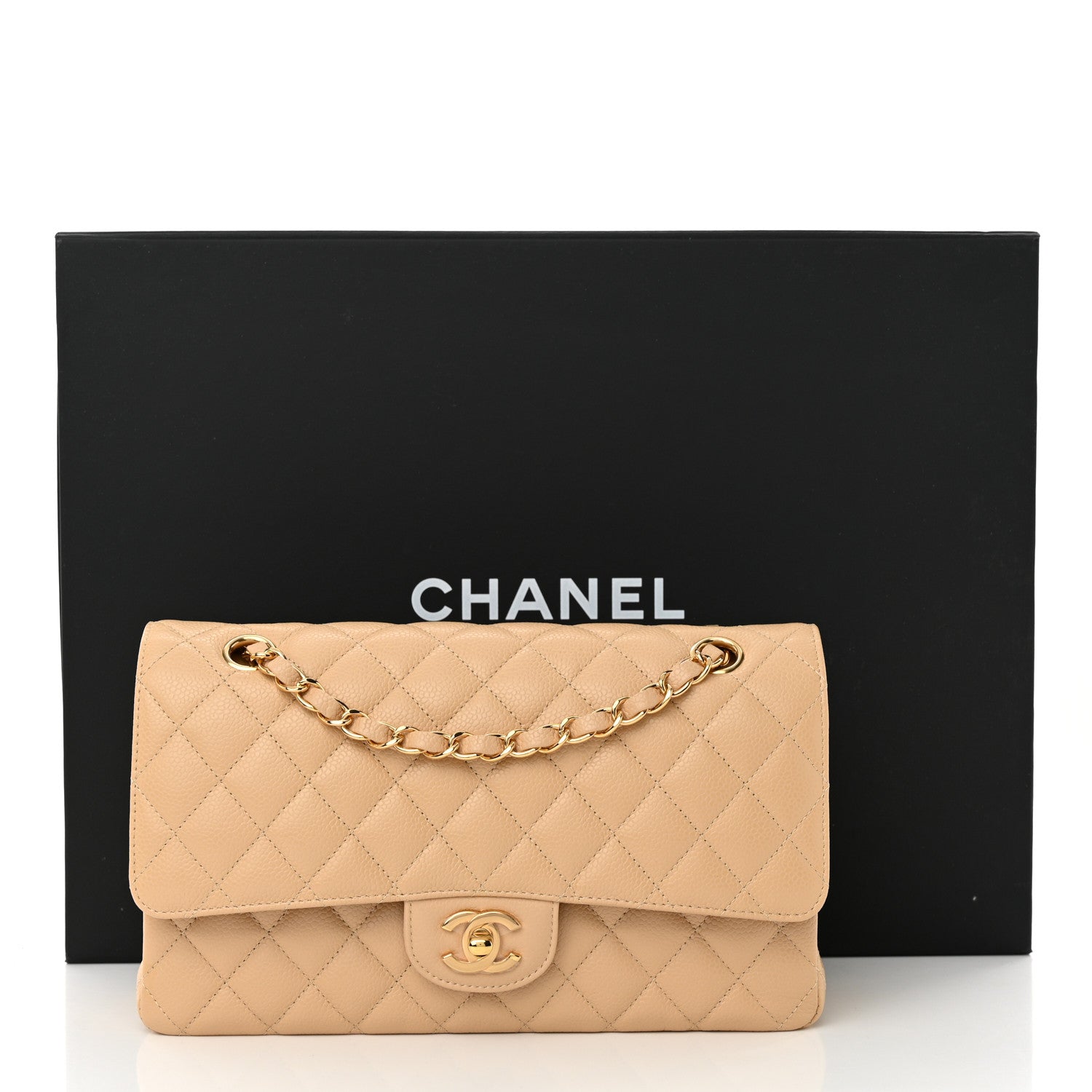 Chanel Caviar Quilted Medium Double Flap Beige 13 of 13
