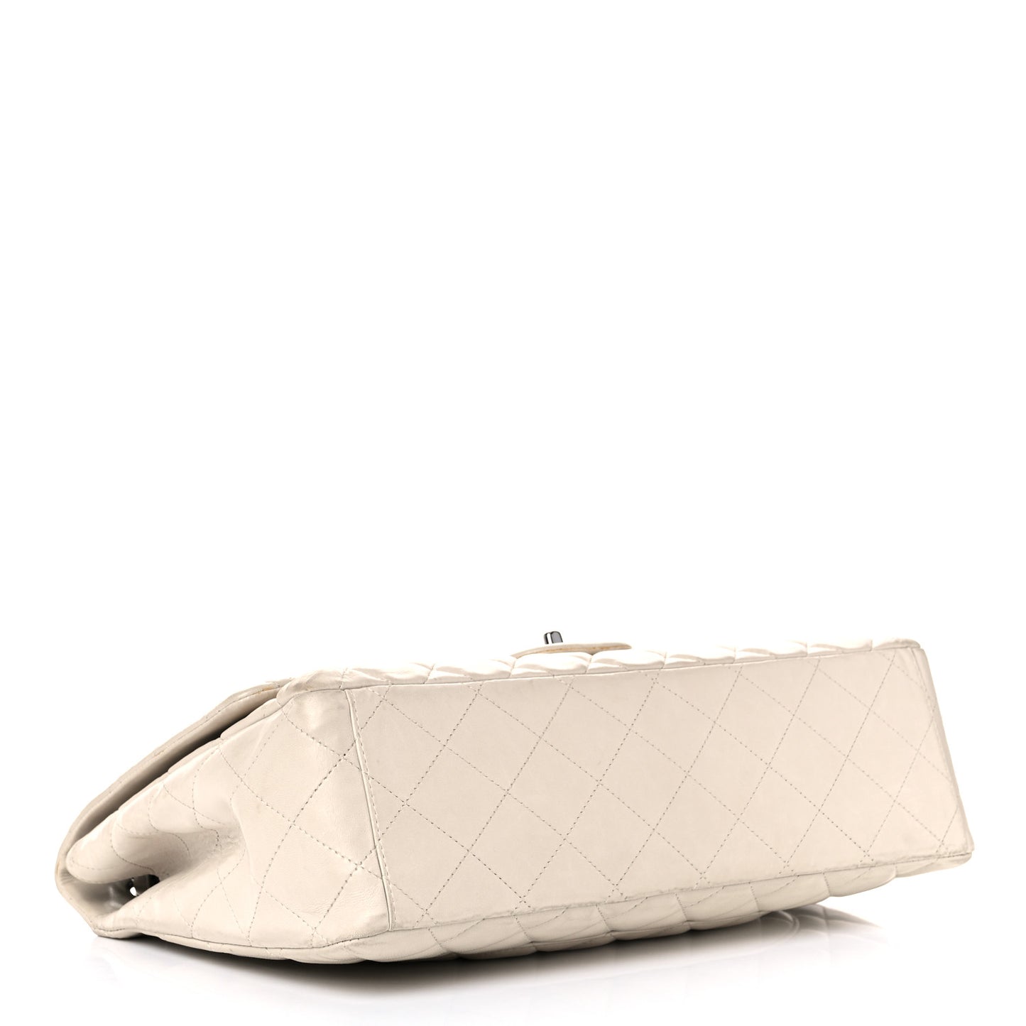 Lambskin Quilted Maxi Single Flap Beige