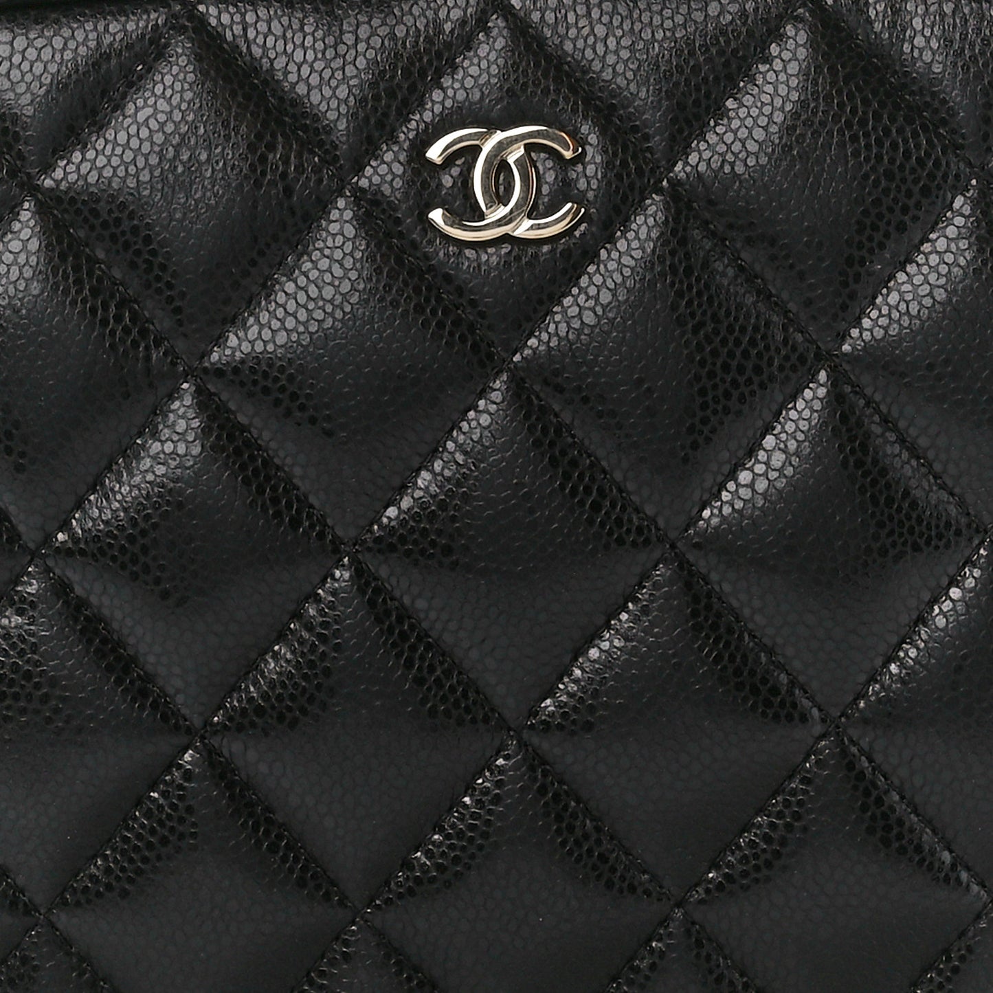 Caviar Quilted Medium Curvy Pouch Cosmetic Case Black