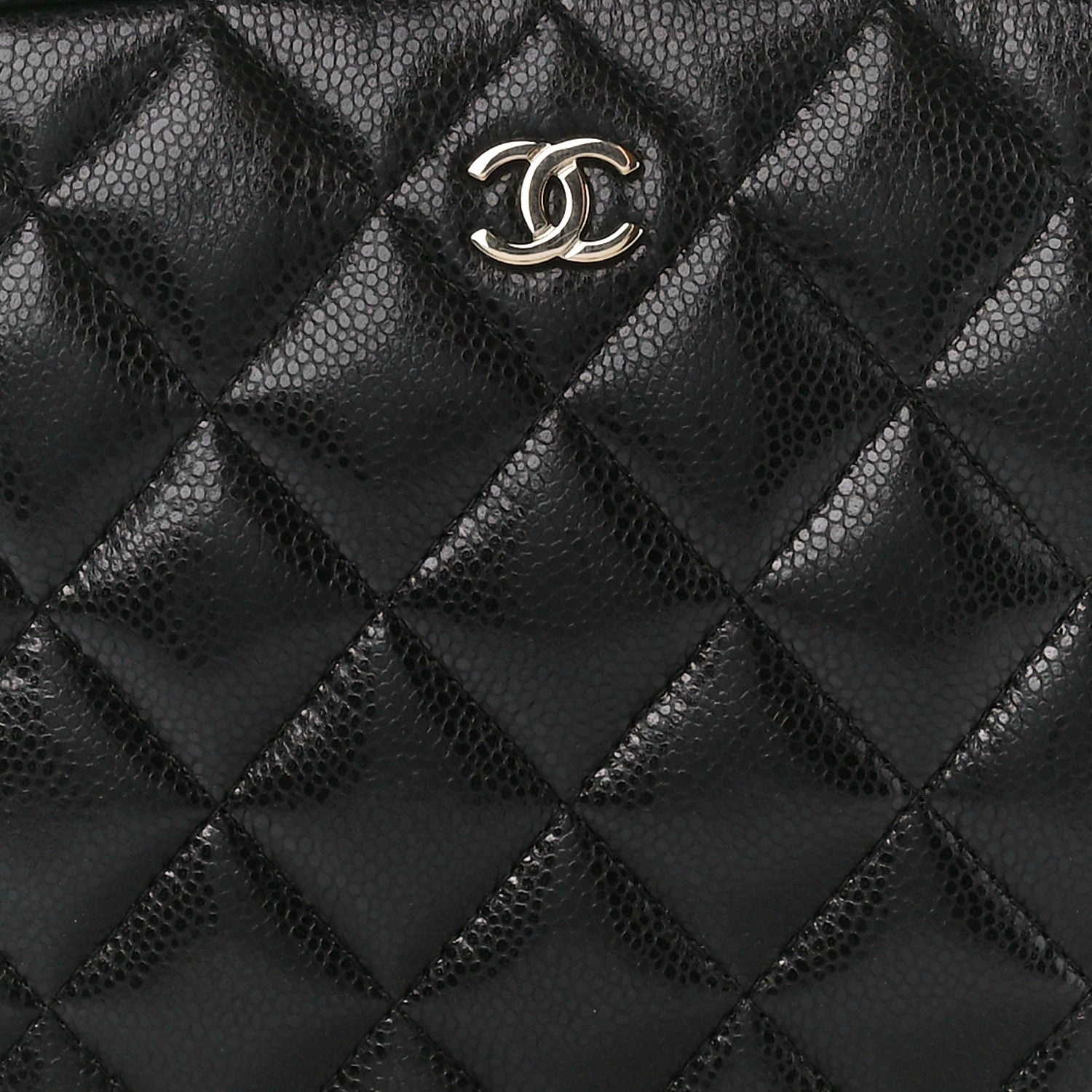 Chanel Caviar Quilted Medium Curvy Pouch Cosmetic Case Black 8 of 11
