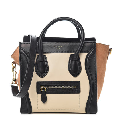 Celine Satin Calfskin Suede Nano Tri-Color Luggage Seashell 1 of 13
