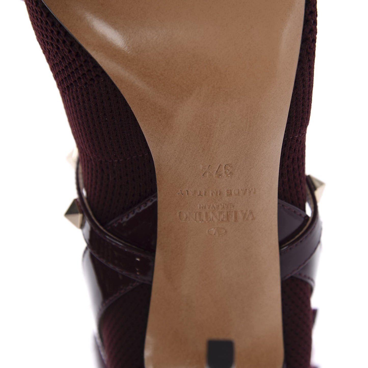 Knit Patent Rockstud Bodytech 105mm Ankle Boots 37.5 Rubin