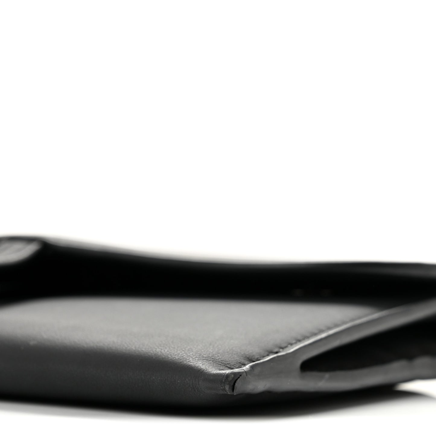 Ultra Matte Calfskin Saddle Chain Wallet Pouch Black