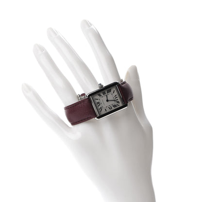 Cartier Stainless Steel Calfskin 24mm Tank Solo Quartz Watch Burgundy 2 of 10
