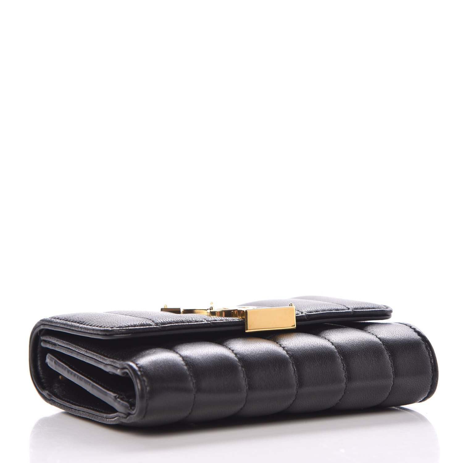 Saint Laurent Lambskin Matelasse Monogram Vicky Tri-Fold Wallet Black 4 of 8