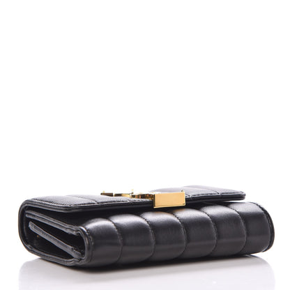 Saint Laurent Lambskin Matelasse Monogram Vicky Tri-Fold Wallet Black 4 of 8