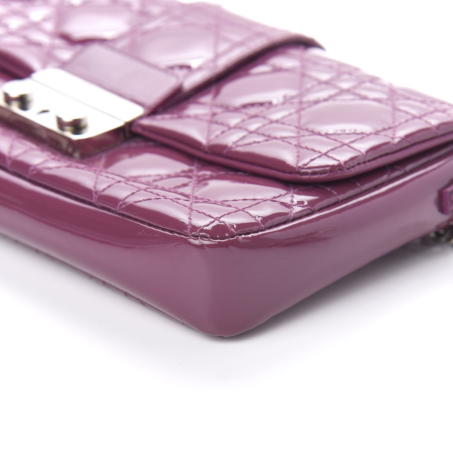 Christian Dior Patent Cannage New Lock Pouch Purple 9 of 10
