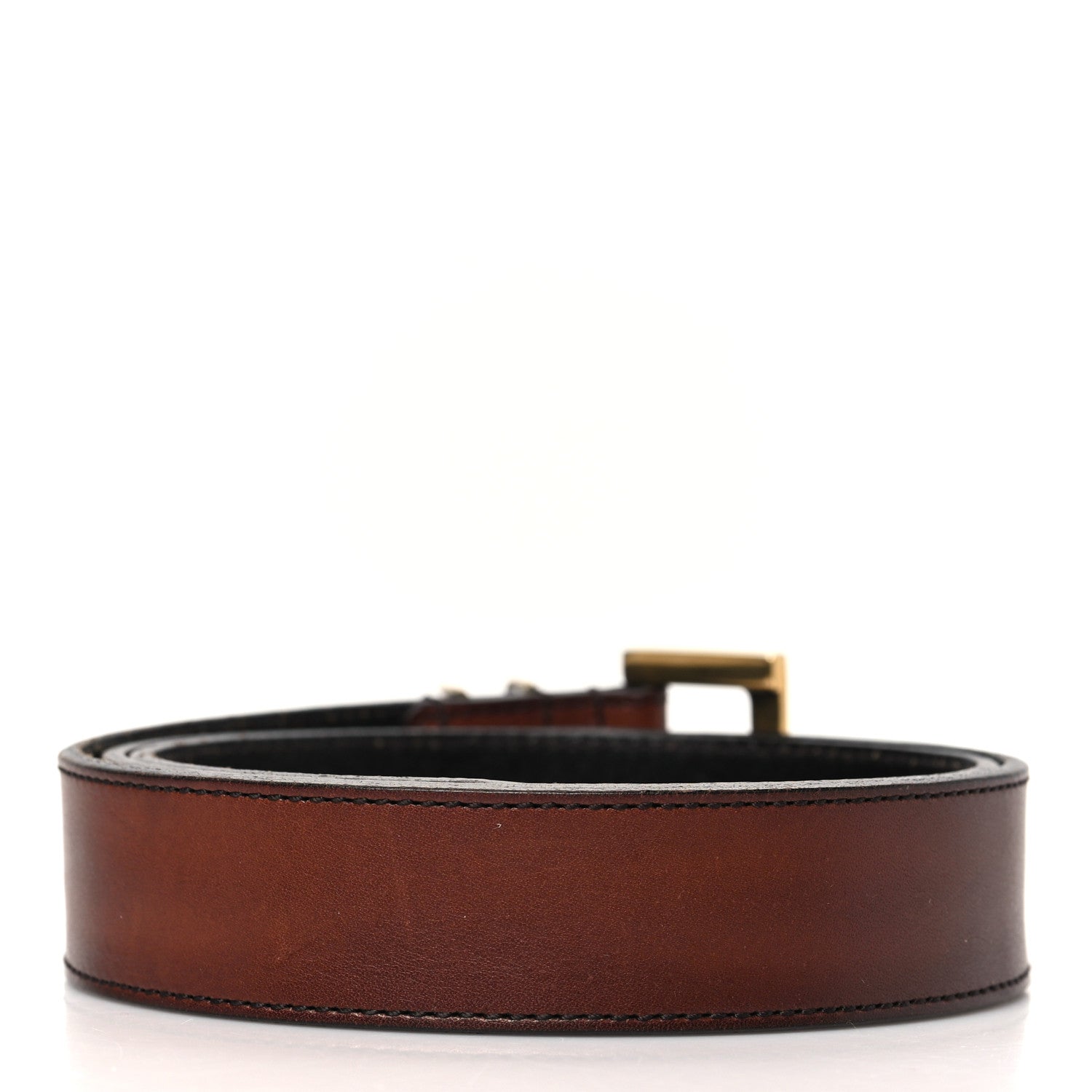 Saint Laurent Smooth Calfskin Monogram Square Buckle Belt 85 34 Brown 2 of 8