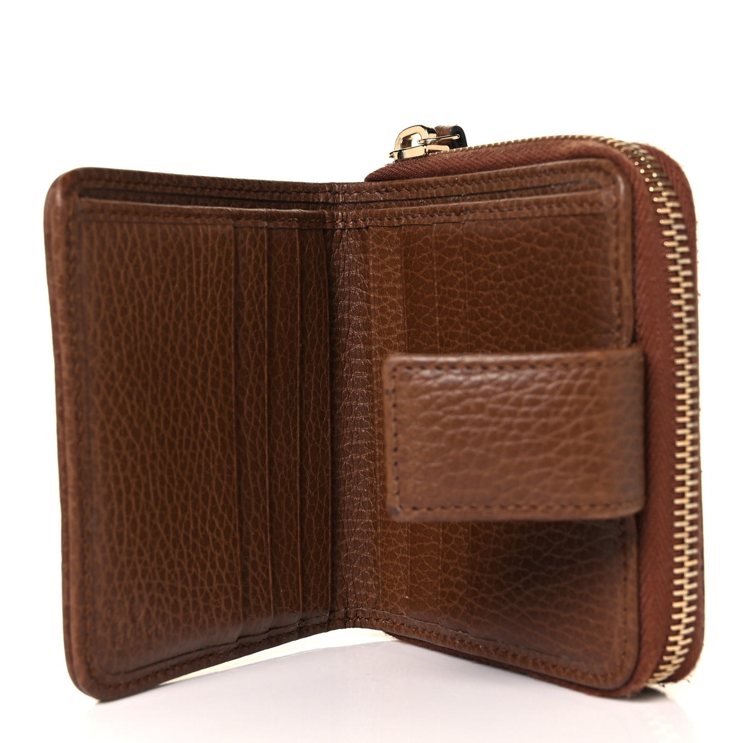 Monogram Dollar Calfskin Zip Around French Wallet Beige Ebony Tabacco