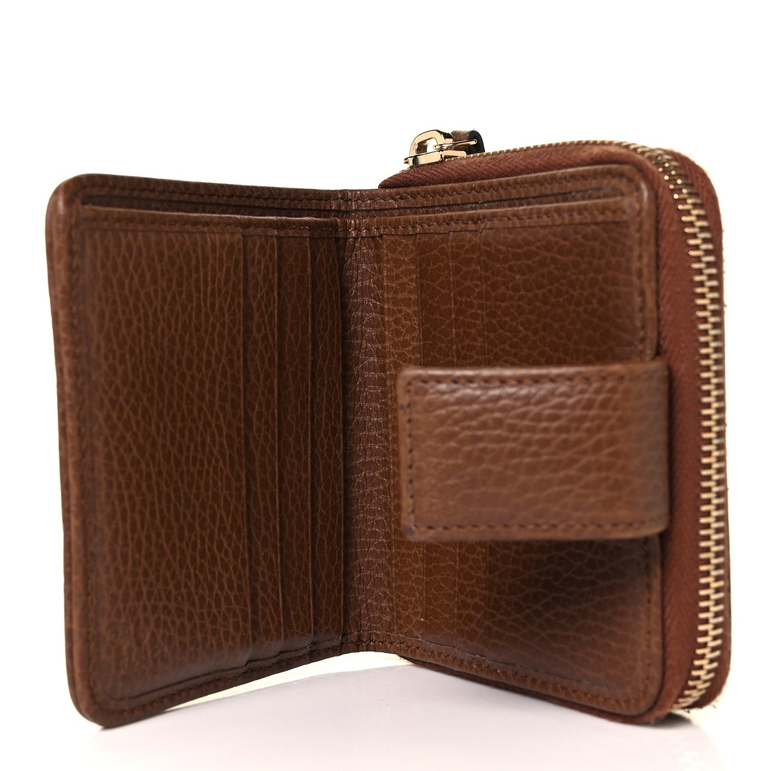 Gucci Monogram Dollar Calfskin Zip Around French Wallet Beige Ebony Tabacco 6 of 10