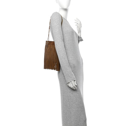 Saint Laurent Suede Calfskin Small Grace Fringed Hobo Bag Light Ocre 2 of 9