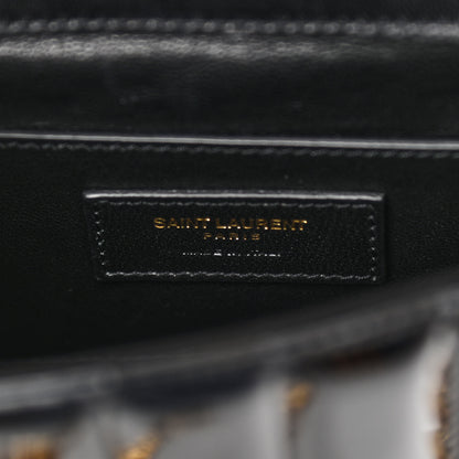 Saint Laurent Patent Calfskin Matelasse Monogram Small Vicky Chain Bag Black 6 of 9