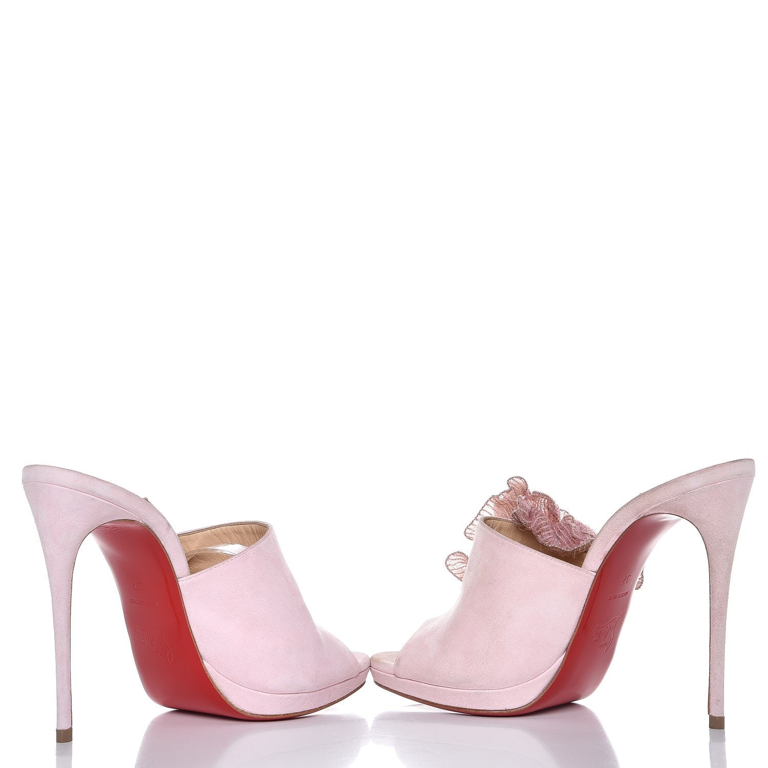 Christian Louboutin LOUBOUTIN Suede Submuline Fleur Paillette 120 Platform Slide Sandals 37 Pompadour 5 of 12