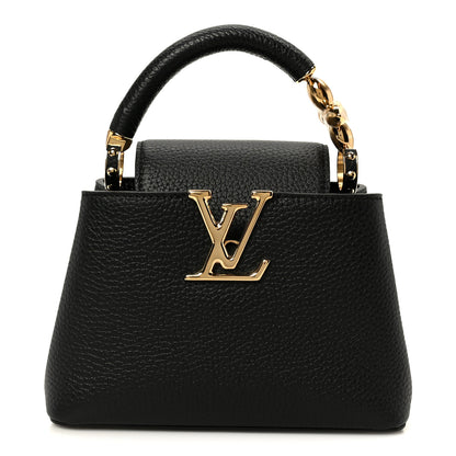 Louis Vuitton Taurillon Embellished Flower Handle Capucines Mini Black 1 of 9