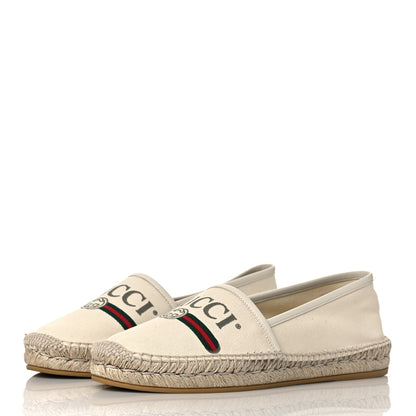Gucci Canvas Logo Espadrilles 39.5 Greggio White 3 of 8