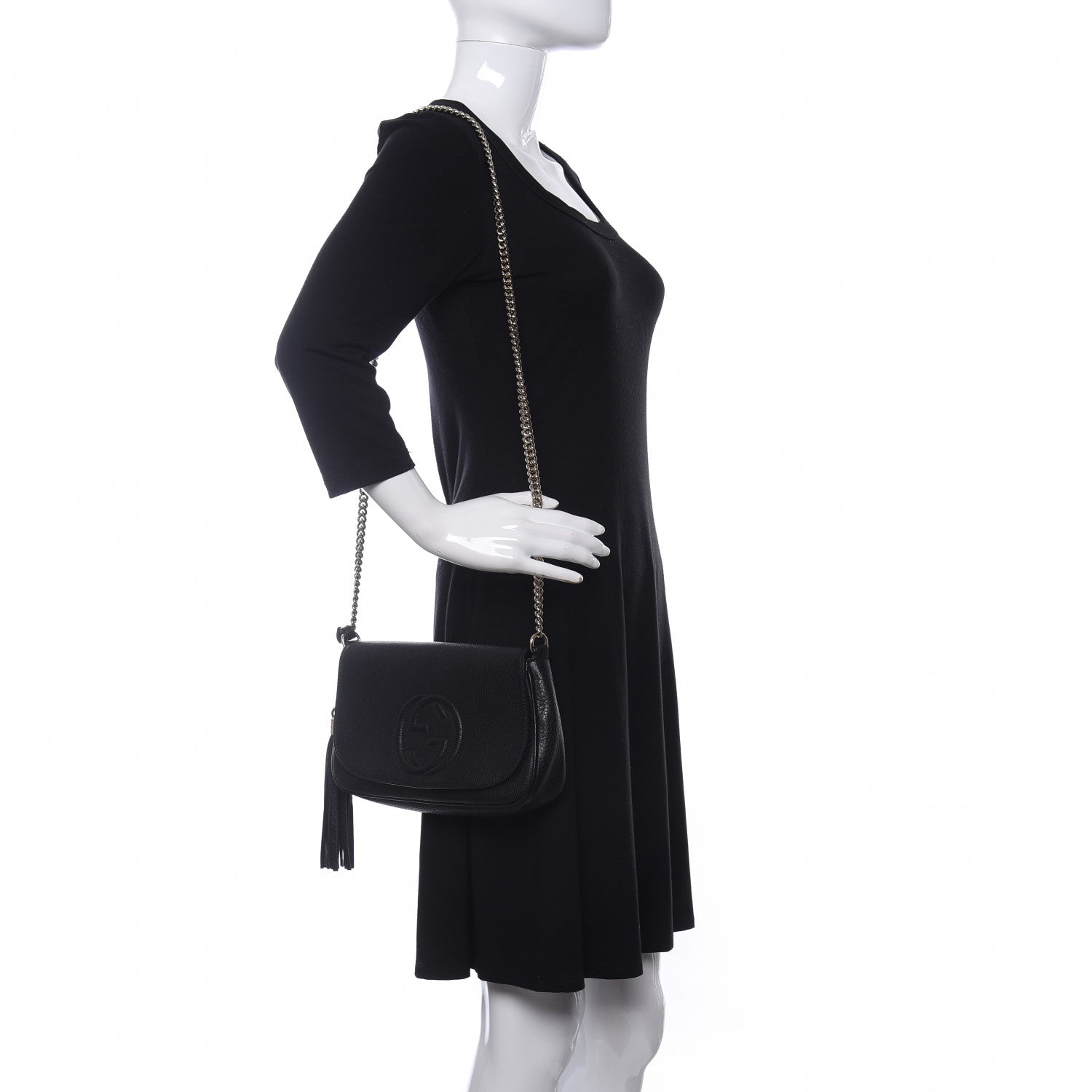 Gucci Pebbled Calfskin Medium Soho Flap Crossbody Black 2 of 12