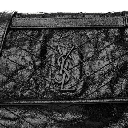 Saint Laurent Crinkled Calfskin Matelasse Monogram Medium Niki Chain Satchel Black 7 of 9