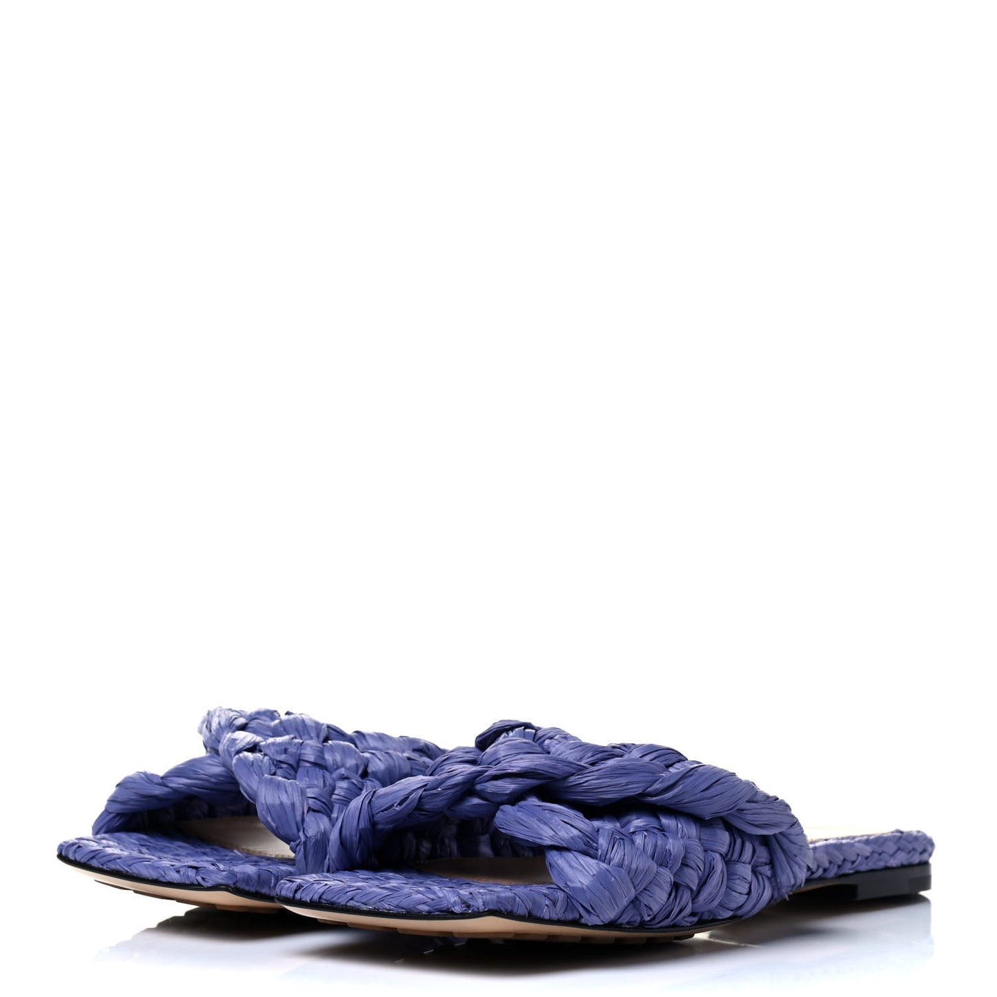 Raffia Twisted Intrecciato Stretch Flat Sandals 36 Lavender