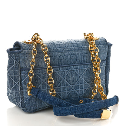 Christian Dior CHRISTIAN DIOR Denim Cannage Small Caro Bag Blue 3 of 9