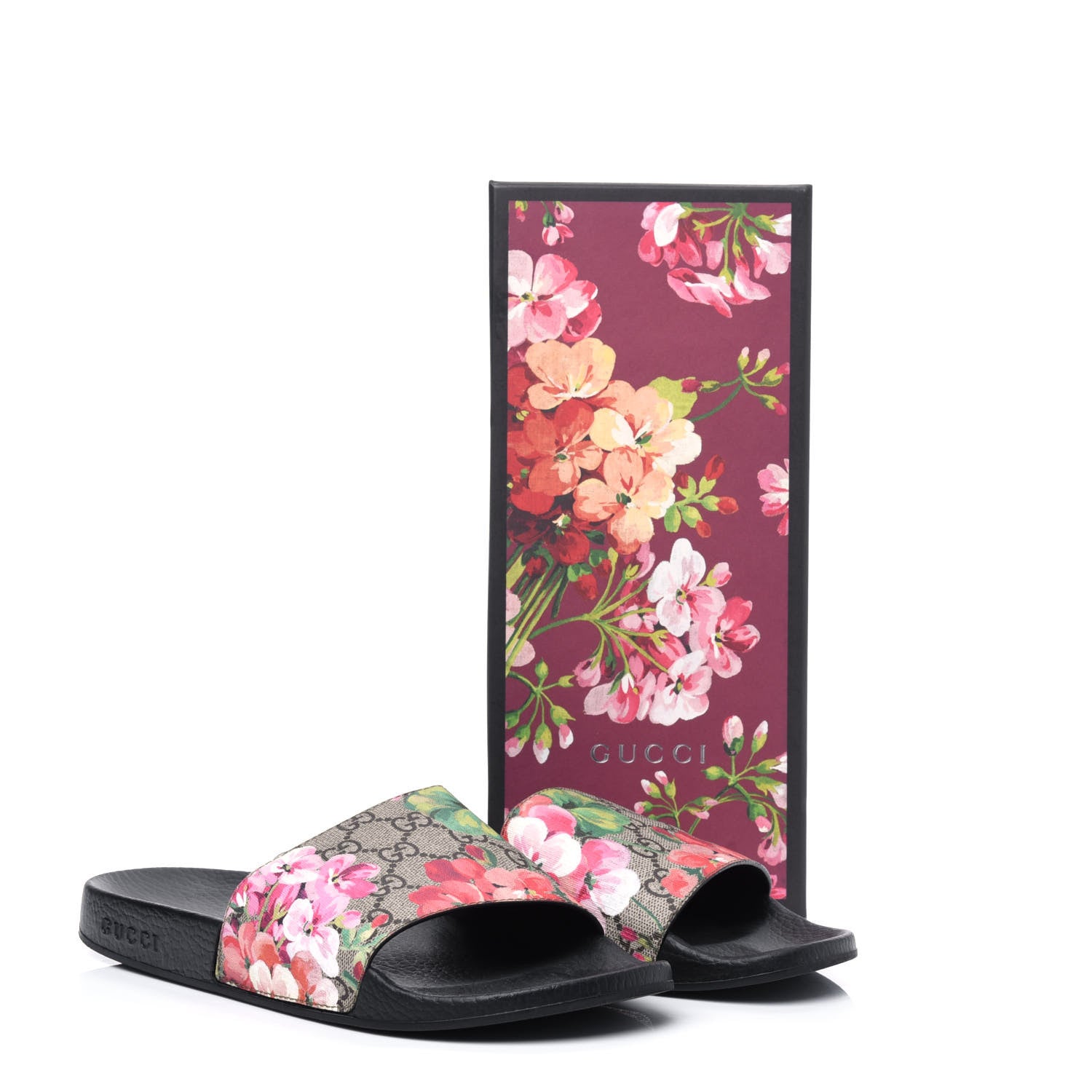 Gucci GG Supreme Monogram Blooms Slide Sandals 41 Beige Multicolor 12 of 12