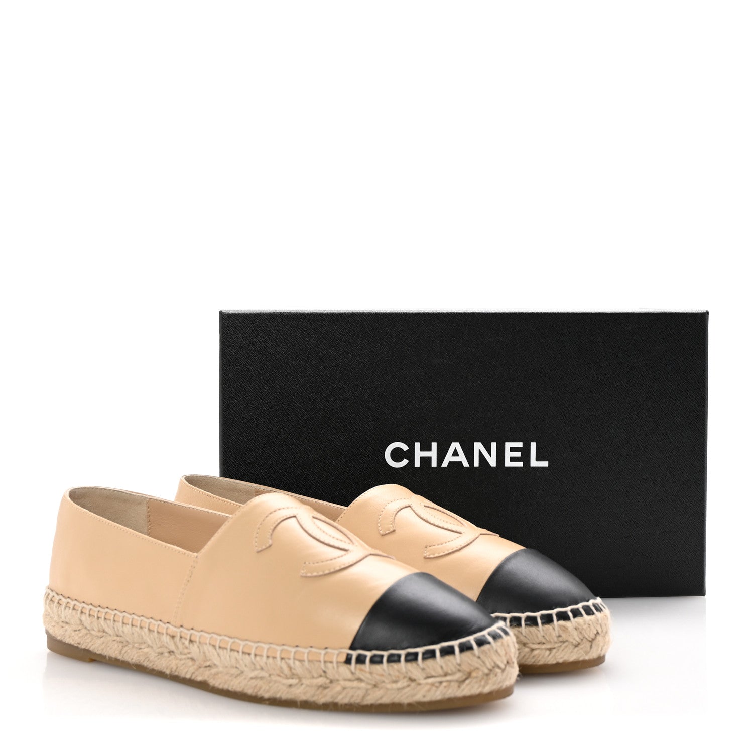 Chanel Lambskin CC Espadrilles 40 Beige Black 10 of 10