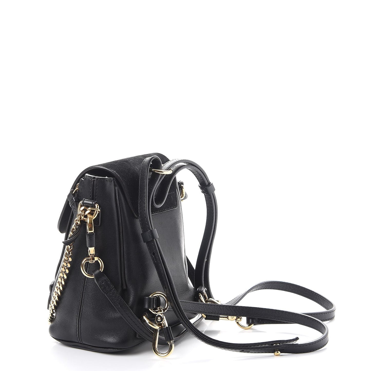 Suede Calfskin Mini Faye Backpack Black