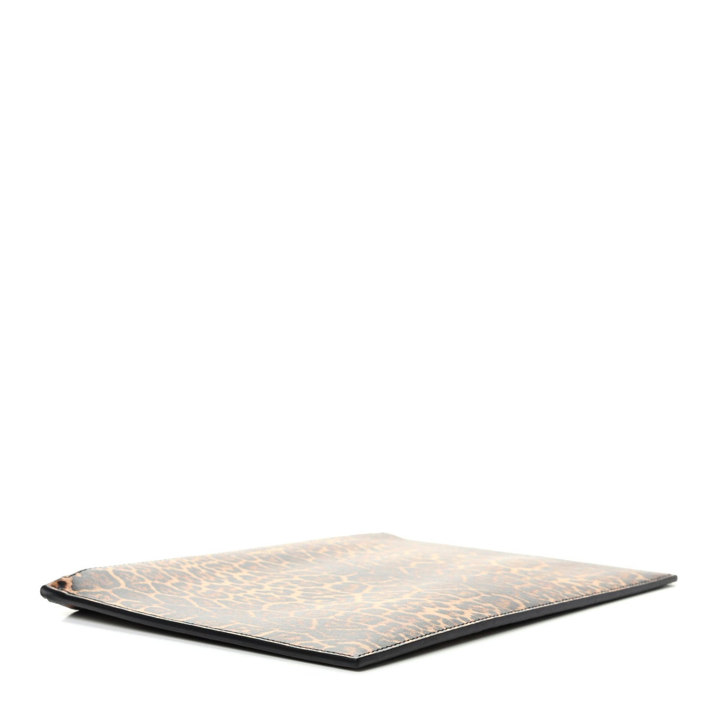 Calfskin Leopard Printed Medium Zip Clutch