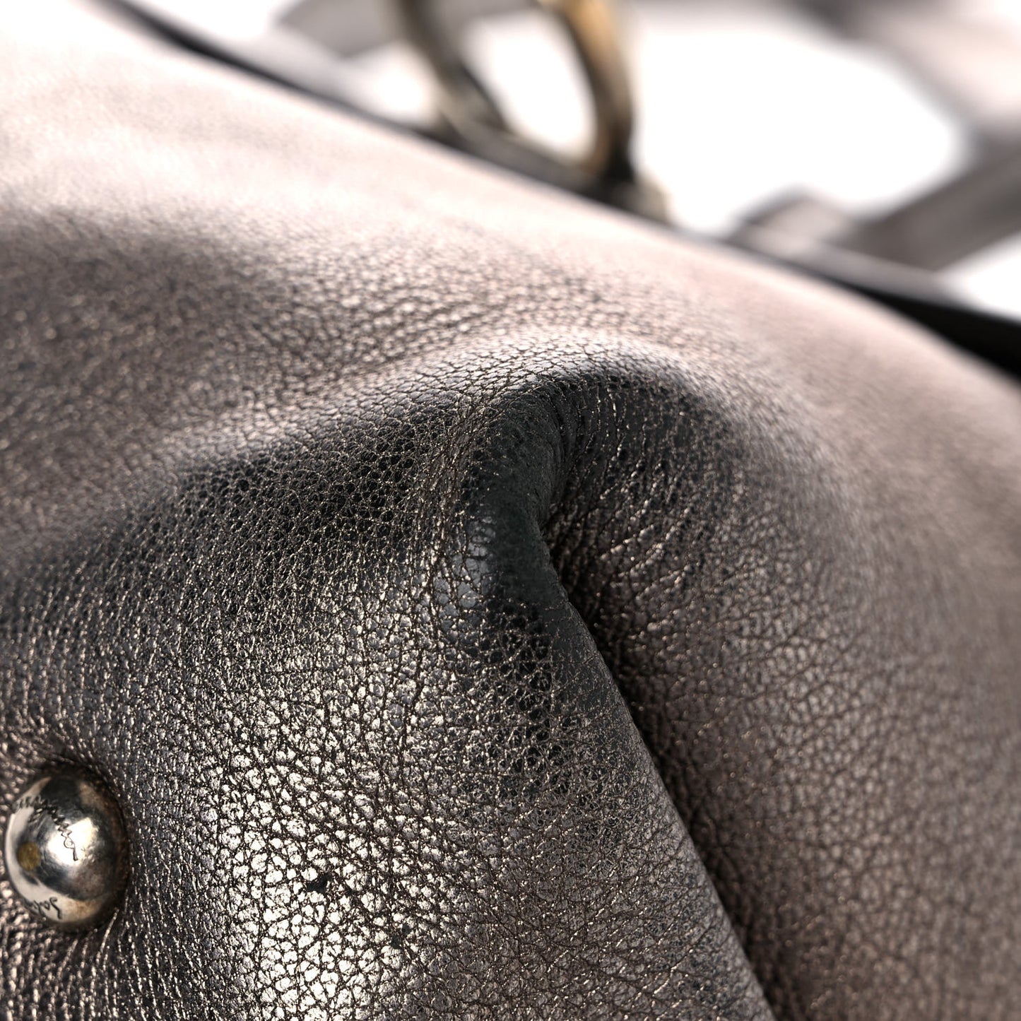 Metallic Grained Calfskin Sofia Satchel Silver