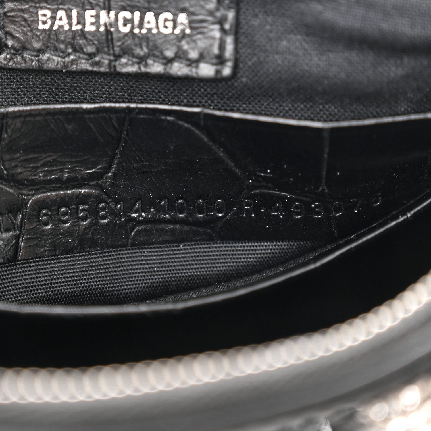 Balenciaga Extra Supple Calfskin Crystal Crocodile Embossed Le Cagole Mini Purse With Chain Black 7 of 12