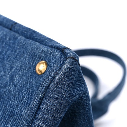 Prada Denim Logo Tote Bleu 10 of 11