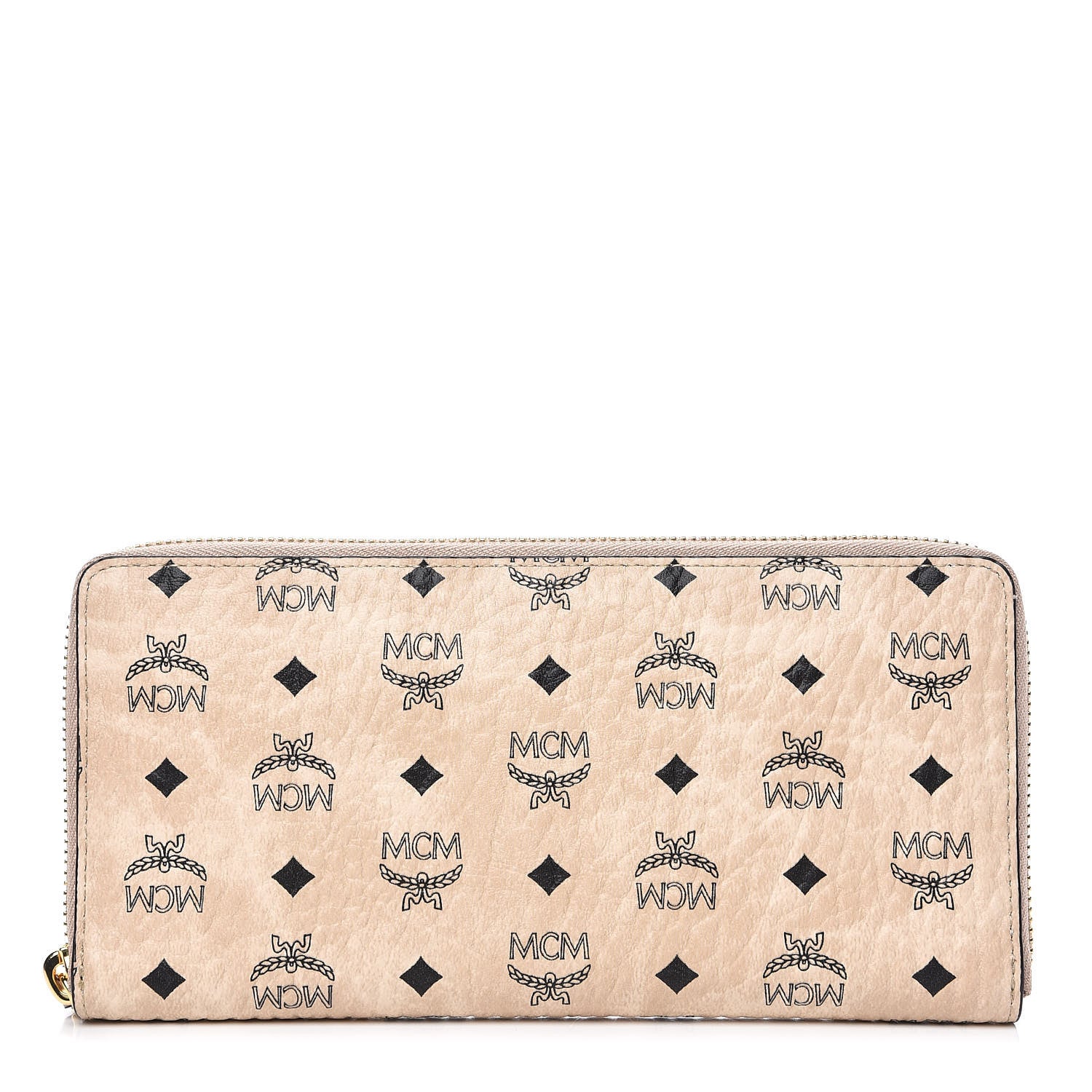MCM Visetos Large Zip Around Wallet Beige 1 of 9
